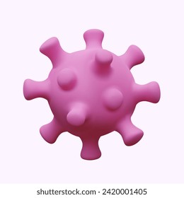 Pink round bacteria, 3D virus closeup. Vector image of coronavirus on white background