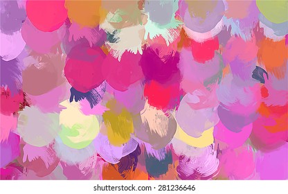 Pink round brush strokes background. Vector version