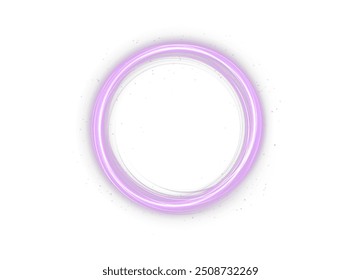 Pink round frame png. Round shape borders on white background. Light pink Twirl. Curve light effect of pink line. Luminous pink circle. Light pedistal, podium, platform, table. Vector PNG

