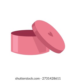 Caja de regalo redonda rosa con tapa de corazón. Caja de regalo del cilindro. Regalo de cumpleaños. Caja de regalo de San Valentín.