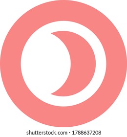 pink round icon with pink crescent 