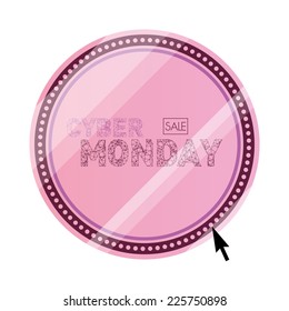 a pink round label with text for cyber monday