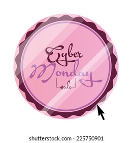 a pink round label with text for cyber monday