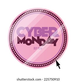a pink round label with text for cyber monday