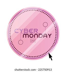 a pink round label with text for cyber monday