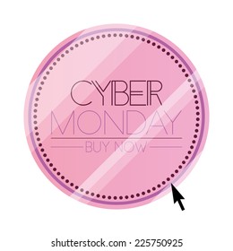a pink round label with text for cyber monday