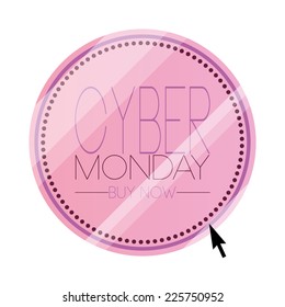 a pink round label with text for cyber monday