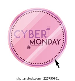 a pink round label with text for cyber monday