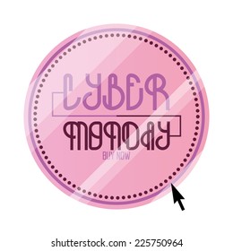a pink round label with text for cyber monday