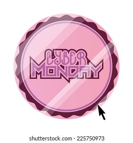 a pink round label with text for cyber monday