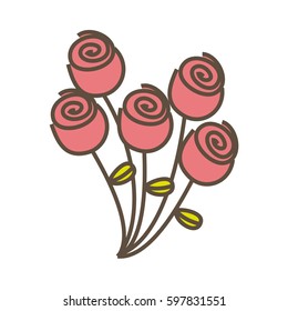 pink round roses icon, vector illustraction design image