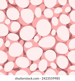 Pink round shapes or bubbles chaotically located on a seamless abstract pattern