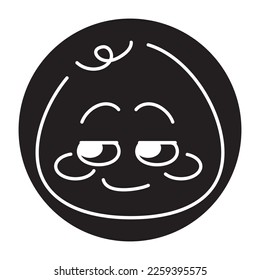 Pink round smiley character color line icon. Mascot of emotions. Pictogram for web page, mobile app, promo.