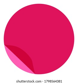 pink round sticker with bent edges for text
