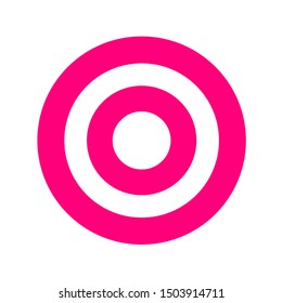 pink round symbol isolated on white, circle icon pink for shooting target arrow aiming, target for sport game shooting arrow aim, circle point focus of success idea, target sign of business goal ideas