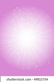 Pink round vector burst of stars