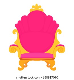 Pink royal princess throne icon. Cartoon illustration of pink royal princess throne vector icon for web