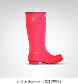 Pink rubber boot vector illustration. Detailed icon best for shopping moll or web shops.