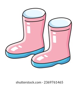 Pink rubber boots isolated vector illustration