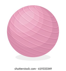 Pink rubber bouncy ball for exercises . Fitball for fitness.Gym And Workout single icon in cartoon style vector symbol stock illustration.