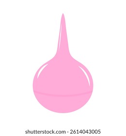 Pink rubber medical enema on white background. Vector illustration. 