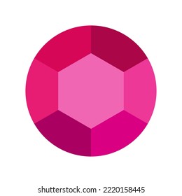 Pink ruby diamond logo. Top view. View from above. Vector illustration.