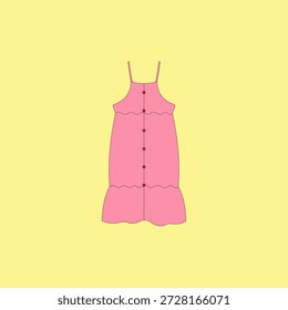 Vestido de volantes rosa con Botones Ilustración vectorial