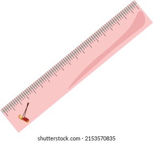 Pink Ruller With Chopstick Picture Stationery Icon Cute Ruler