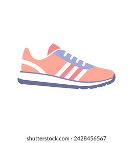 Pink running sneaker, icon symbol, on white isolated background. vector illustration