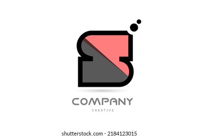 pink S geometric alphabet letter logo icon with dots and black and white color. Creative template for business and company