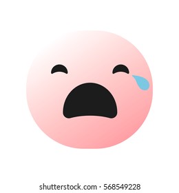 pink sad crying emoticon , emoji, smiley - vector illustration

