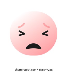 pink sad depressed emoticon , emoji, smiley - vector illustration


