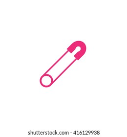 Pink safety pin vector icon