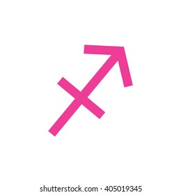 Pink Sagittarius zodiac sign. Astrology symbol vector illustration