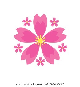 Pink sakura with 5 petals logo vector for brand logo, book illustration about flowers and other design needs.