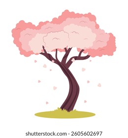Pink Sakura Blossom Tree Illustration