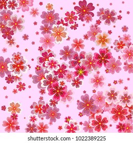 Pink Sakura blossoms modern background. Vector illustration