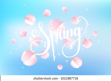 Pink sakura falling petals background. Vector illustration EPS10