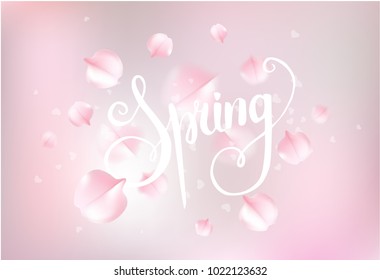 Pink sakura falling petals background. Vector illustration EPS10