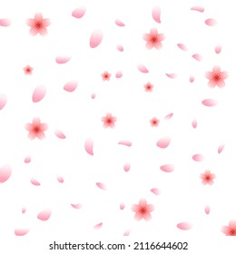Pink sakura falling petals background. Vector illustration
