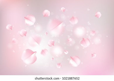 Pink sakura falling petals vector background. Vector illustration EPS10