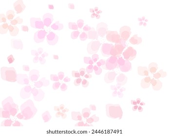 Pink sakura falling petals vector background.   Pink rose composition. Beauty Spa product frame. 