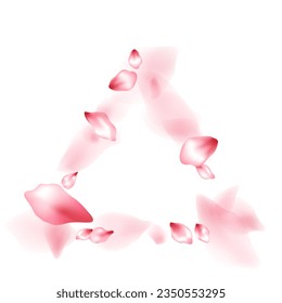 Pink sakura flower flying petals isolated on white. Detailed floral background. Japanese sakura petals spring confetti, blossom elements flying. Falling cherry blooming flower parts design.