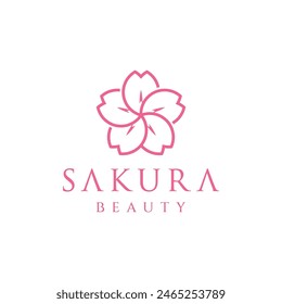 Pink Sakura Flower Icon Logo Design