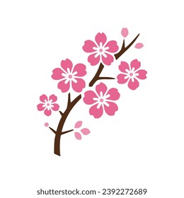 Pink sakura flower japanese style flat vector icon design