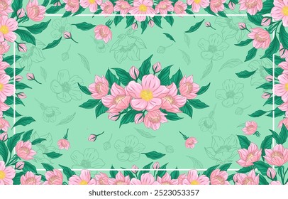 Fondo rosado de la Plantilla de la flor de Sakura