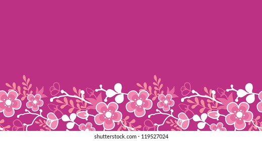 Pink Sakura Kimono Blossom Horizontal Seamless Pattern Border