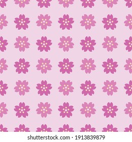 Pink Sakura Pattern Background, Vector Illustration In Flat Style