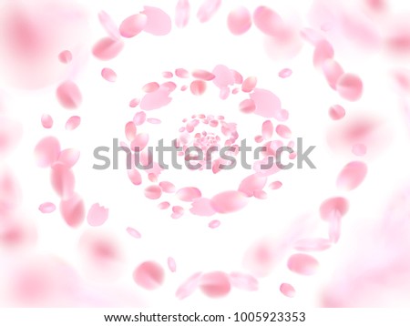 Pink sakura petals. Circle 3d abstract background