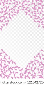Pink Sakura Petals Falling Down. Isolated Vector illustration of Sakura Petals. Flying Cherry Blossom Background. Design of Greeting or Invitation Card. 
